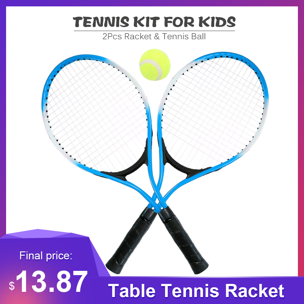 Outdoor Table Tennis 2Pcs Kids Tennis Racket Tennis Ball Training Racket Cover Bag for Kids Youth Childrens Tennis Rackets