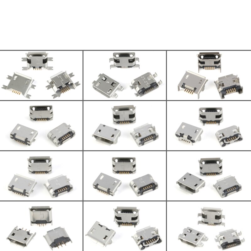 60 Stuks = 12 Modellen Micro Usb Connector 5Pin Usb Jack Socket Vrouwelijke Voor MP3/4/5 Huawei Lenovo Zte en Andere Mobiele Tablete