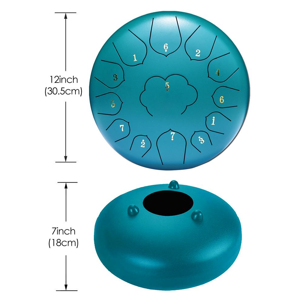 12 Inch Mini Drum 13 Tones Steel Tongue Drum Kit Tune C Empty Spirit Drum Percussion Hand Pan Drum Musical Instruments