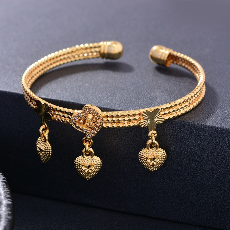 Wando 4 Stks/partij Goud Kleur Armband Voor Meisjes/Baby/Kids Hart Armband Klokken Kwastje Sieraden Kind Kerst verjaardag