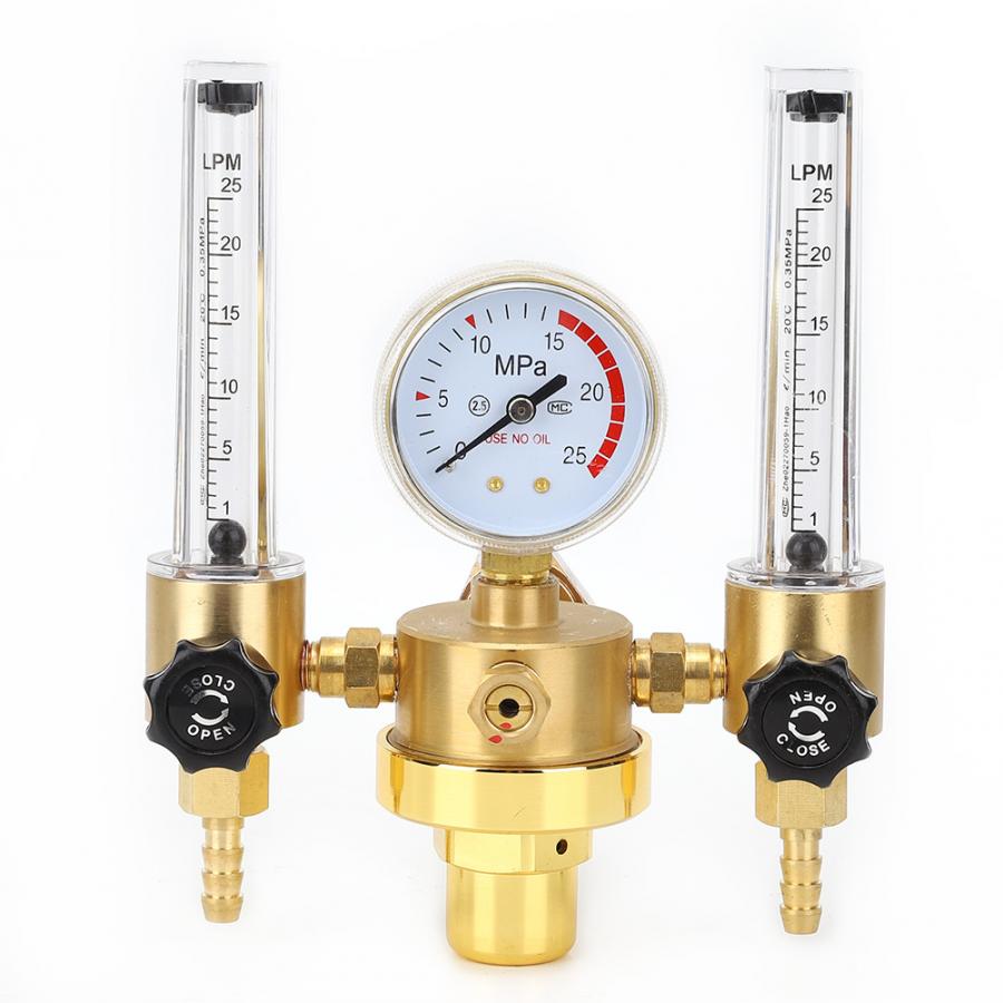 Dubbele Buis Argon Regulator Gas Drukregelaar Argon Regulator G5/8 Voor Lassen Snijden Gas Druk Drukregelaar