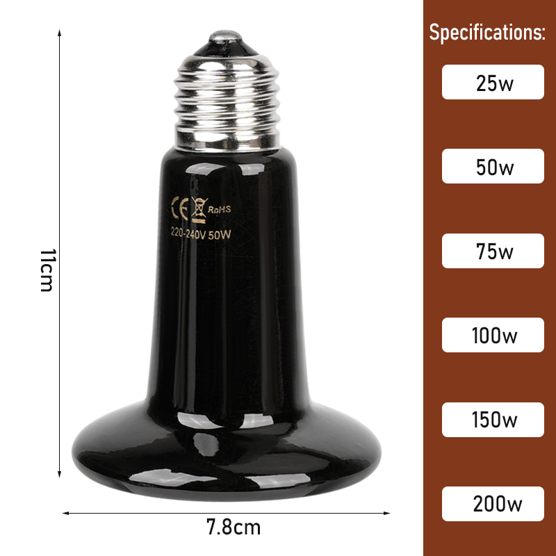 1 Stücke 75mm/45mm Reptil Haustier Keramik Heizlampe Kein Licht Ferninfrarot Heizlampe Schildkröte Schlange Eidechse Haustier KüKen Lampe 220-240v