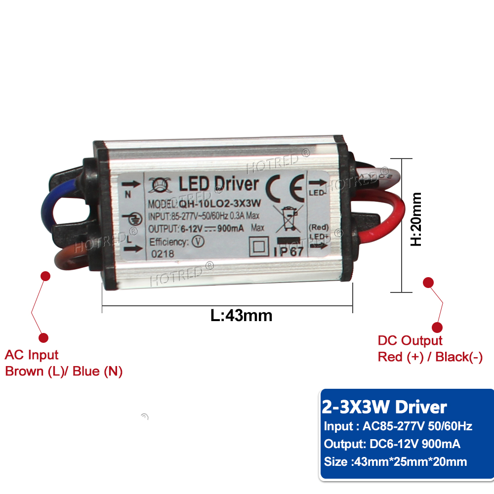 Adaptador de transformador a Fuente de alimentación, Controlador LED de 10W, 20W, 30W, 50W, 100W, a DC3V AC85V-277V, 12V, 18V, 24V, 30V, IP65, 300/600/900/1500/3000mA: Negro