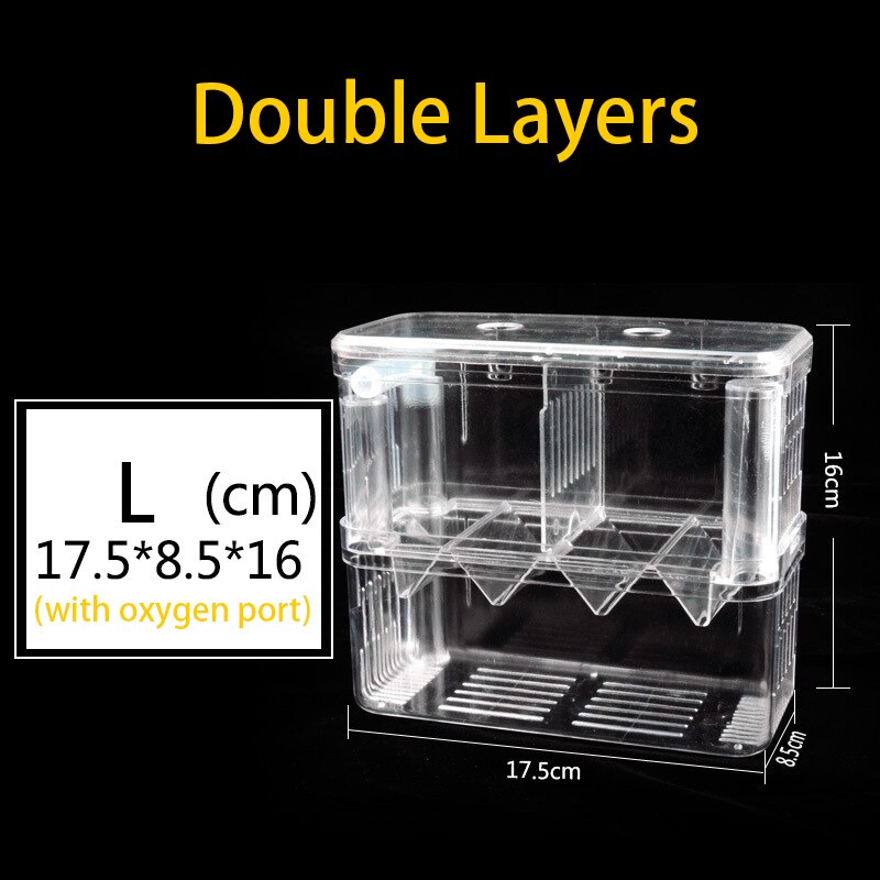 1 PCS Acrylic Fish Tank Breeding Isolation Box Aquarium Hatchery Incubator Holder Aquarium Accessories Fish Supplies: Double Layers L