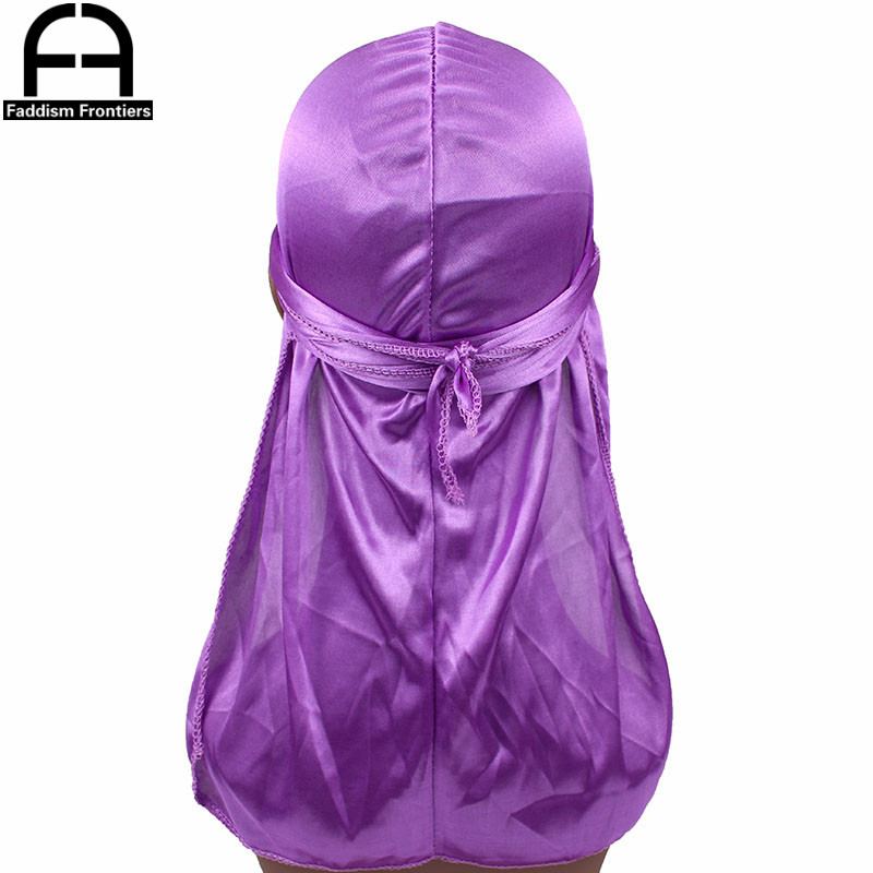 Unisex Women Men Silk Durag Turban Hat Wigs Biker Headwear Headband Hair Accessories Long Tail Straps Bandanas Silky Durags: PURPLE
