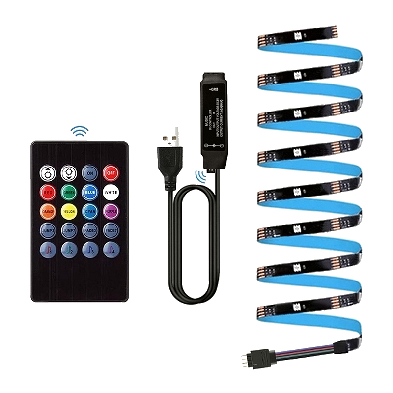 NOWYEY LED Strip 5V 5050 RGB USB Flexible Ribbon With Sound Sensor With 24 Keys Remote Control For TV Background Lighting