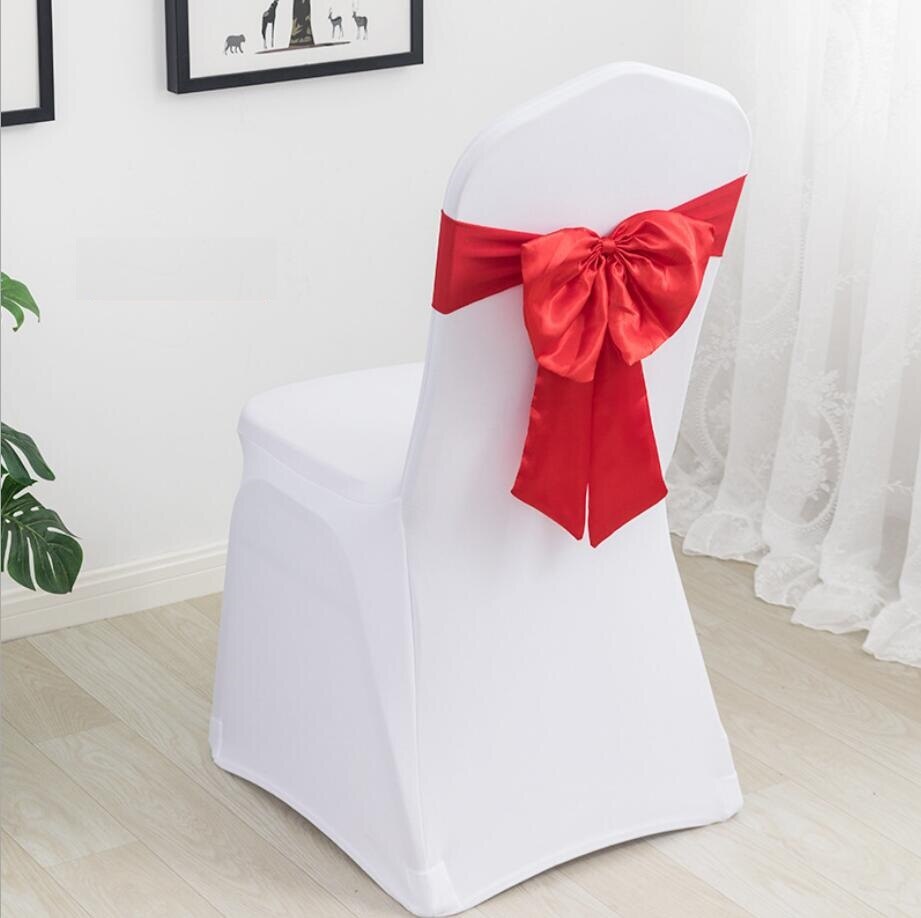 20 Colours Spandex Chair Sashes Wedding Chair Sashes Lycra Stretch Band Bow Tie Hotel Party Show Decoration On Universal: RED