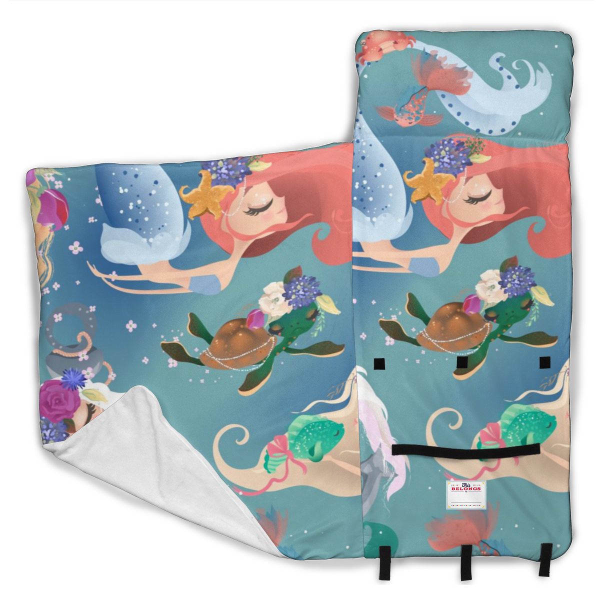 Mignon sirène princesse en couronne florale matelas enfant en bas âge sieste tapis de couchage maternelle enfants ensemble de literie avec oreiller