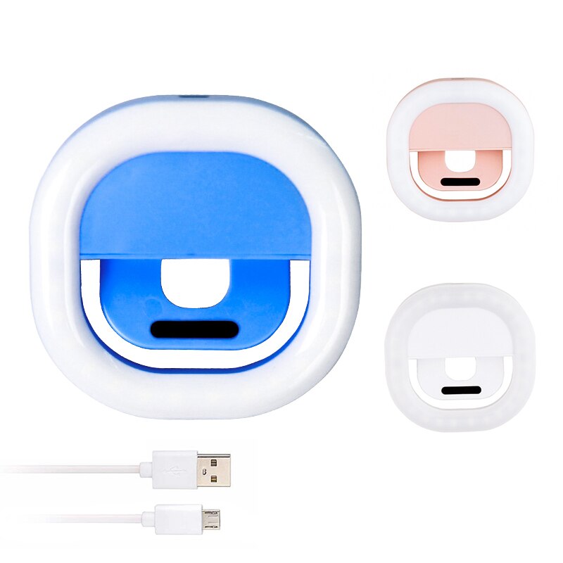 Rovtop Oplaadbare Universele Selfie Led Ring Flash Light Draagbare Mobiele Telefoon Lensleds Selfie Lamp Lichtgevende Ring Clip