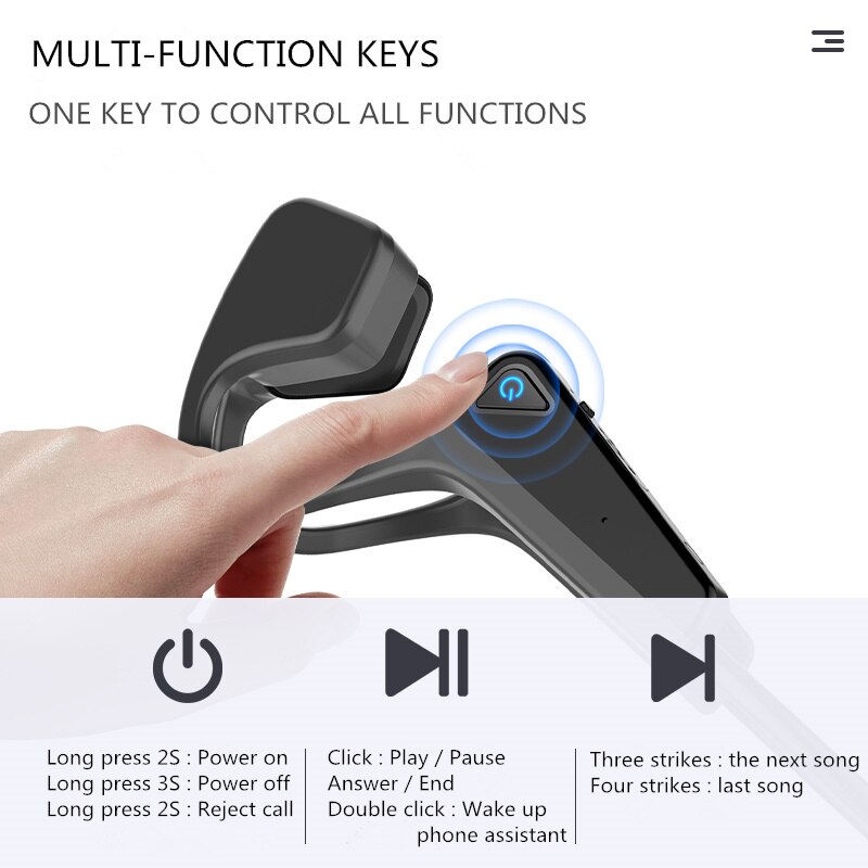 Aikswe Beengeleiding Koptelefoon Bluetooth Draadloze Sport Oortelefoon IP56 Headset Stereo Handsfree Met Microfoon Voor Running