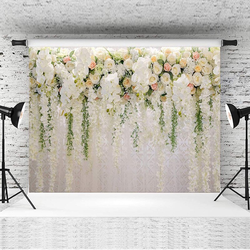 Flower Backdrop Curtain Floral Wedding Party Background Photo Backdrop for wedding reception Baby shower Photo Booth Props