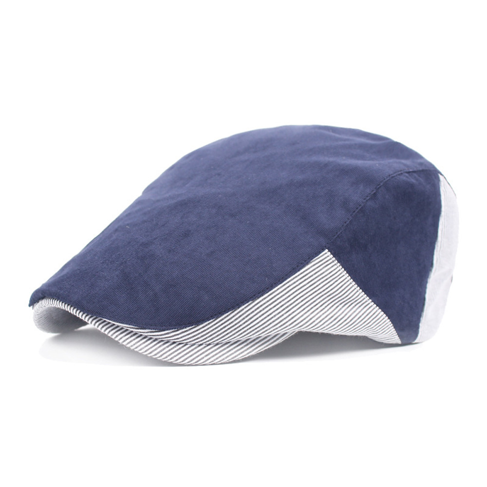 Menns vanlig bomullsstripe topplue golf kjører flat beret avisboy sportscaps cshat 0009: Mørke blå