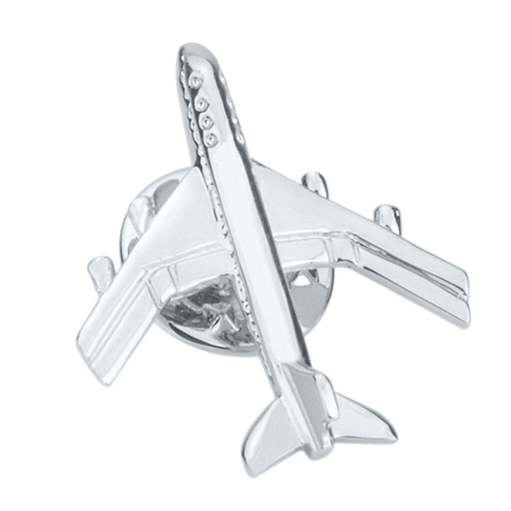 Silver Color Plated Brass Airplane Aircraft Plane Pin Brooch Jet Pin Badge