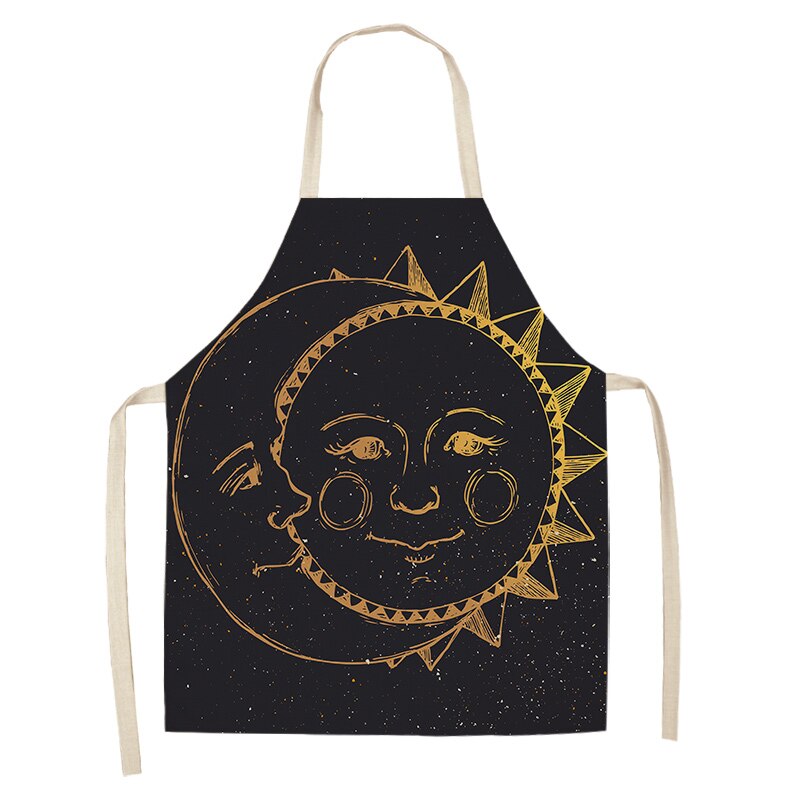 1Pcs Ramadan Pattern Cotton Linen Kitchen Aprons for Woman and Man Home Cooking Baking Shop Cleaning Accessory 53*65cm DD1001: A