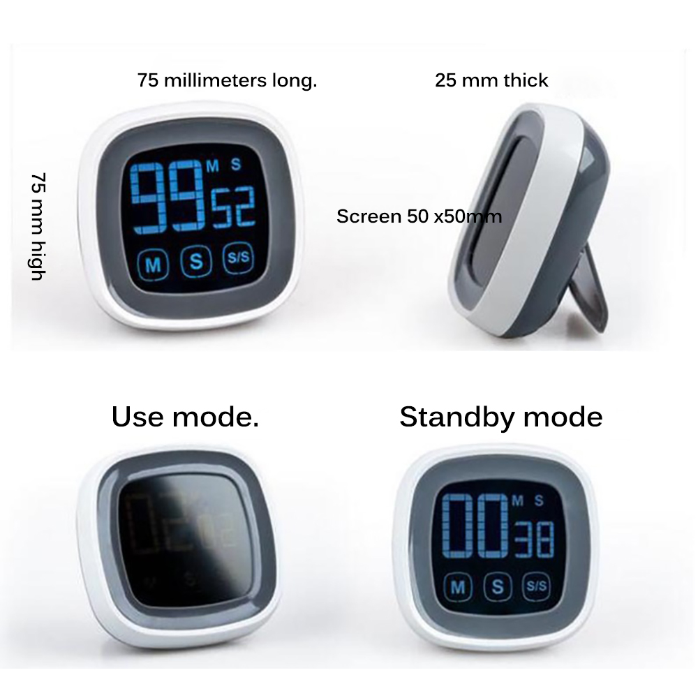 Large Led Display Kitchen Timer Touch Screen Electronic Digital Kitchen Cooking Reminder Alarm Mins Count-Down Up Clock