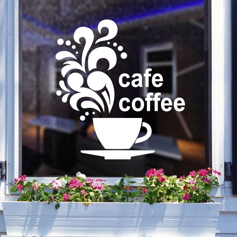 Coffee Shop Sticker Bean Milk tea Decal Cafe Cup Vinyl Art Wall Decals Decor Mural Decoration Break Coffee Glass Decals CAFE1007