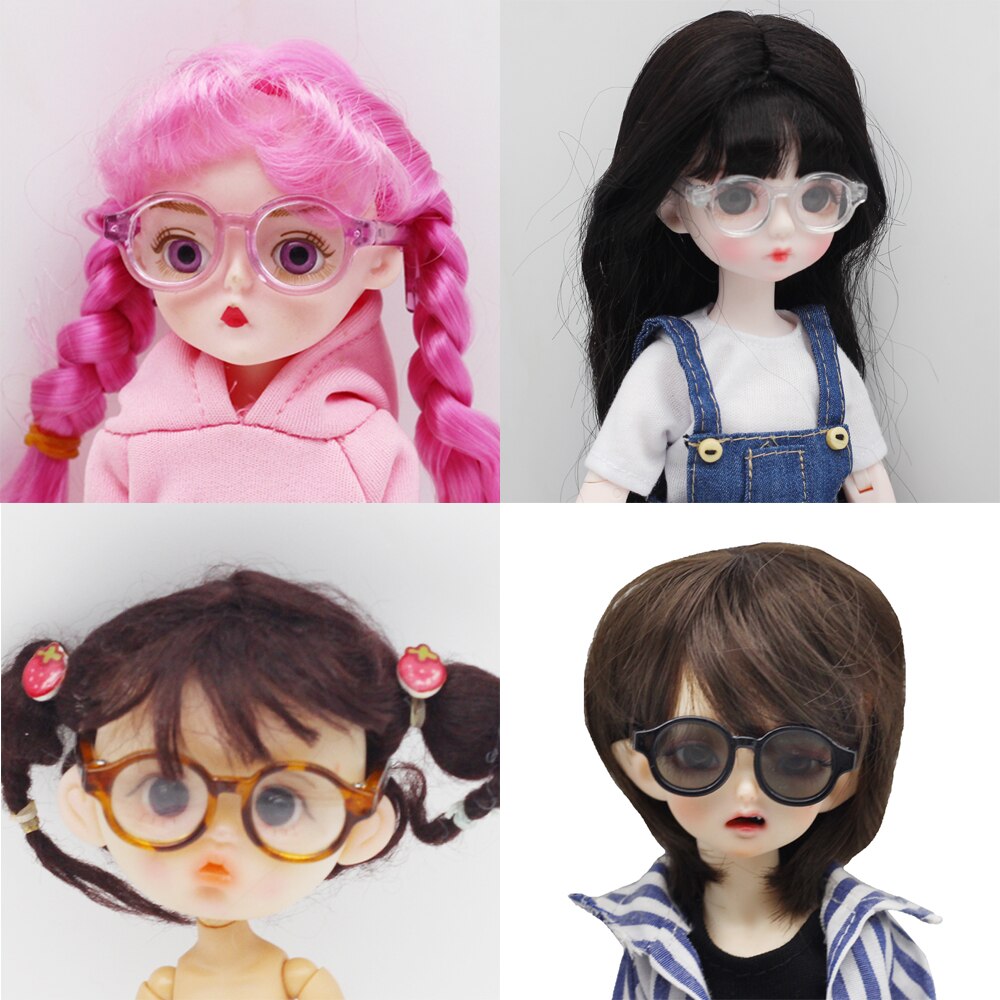 Bjd dukke runde briller til 1/6 1/8 bjd dukke tilbehør (egnet anden ansigtsbredde 4.4cm dukke)