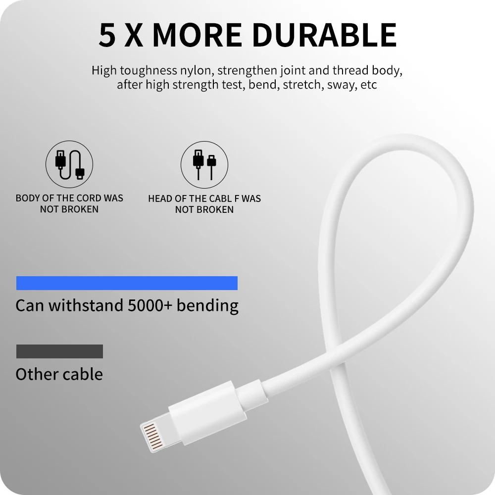 9 stk. 6ft hurtigopladnings-usb-kabler til iphone, lightning-kabel til iphone, hurtigopladningsopladerkabel, ledning kompatibel med iphone