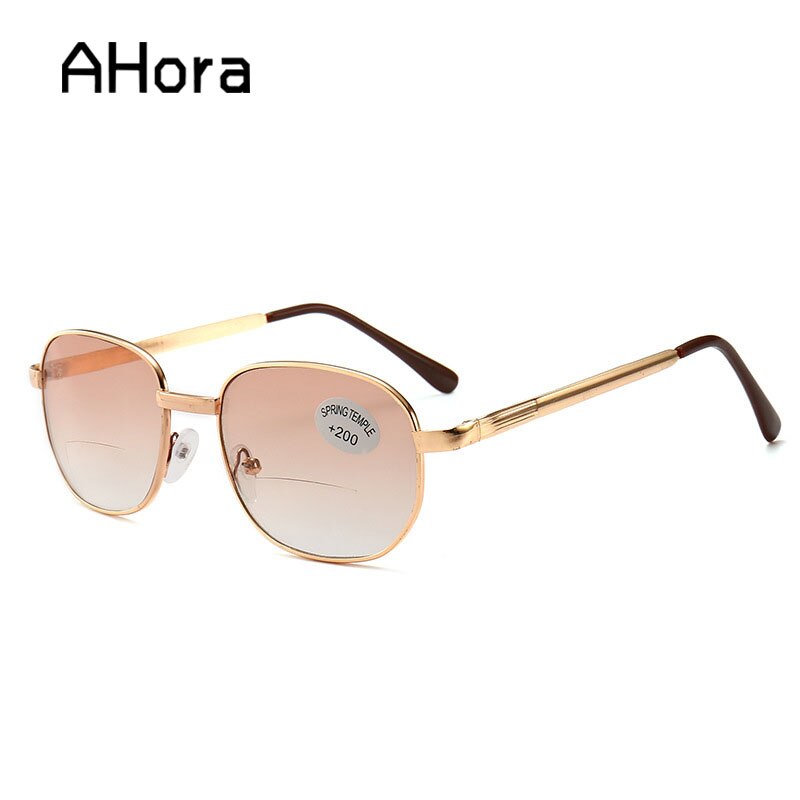Ahora-gafas de sol marrones bifocales para hombre y mujer, lentes de aleación para leer, hipermetropía, negocios, + 1,0 + 1,5 + 2,0 + 2,5 + 3,0 + 3,5 + 4,0