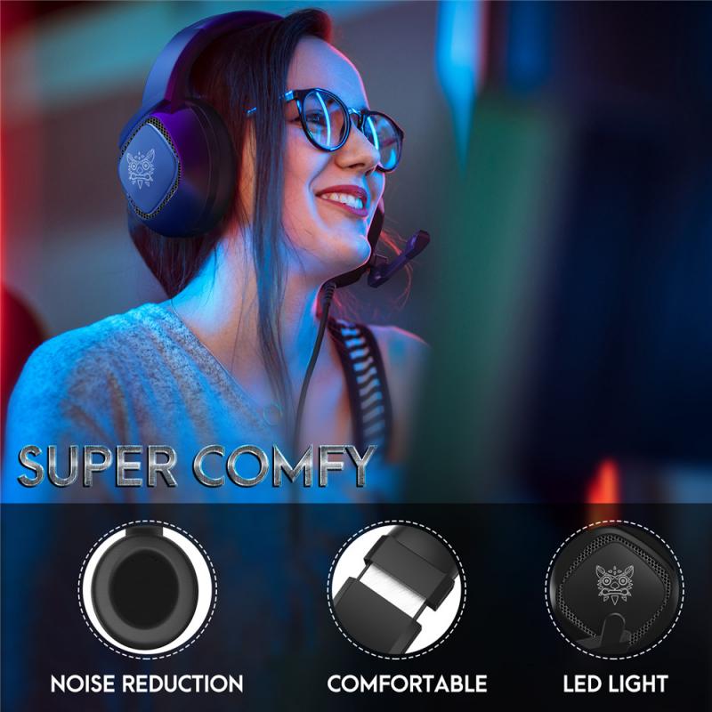 K19 3.5mm Jack Wired Headset RGB LED Mobile Phone Computer Gaming Headphones For PC Laptop For PS4 PlayStation 4 NS Switch