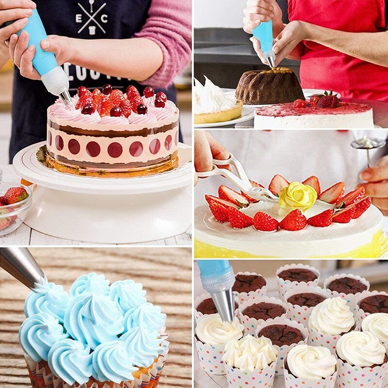 100pcs Cake Decorating Skills Set Pastry Bag Candy Accessories Nozzle Stainless Steel Cream Cake Baking Tools Kitchen Cake Tools