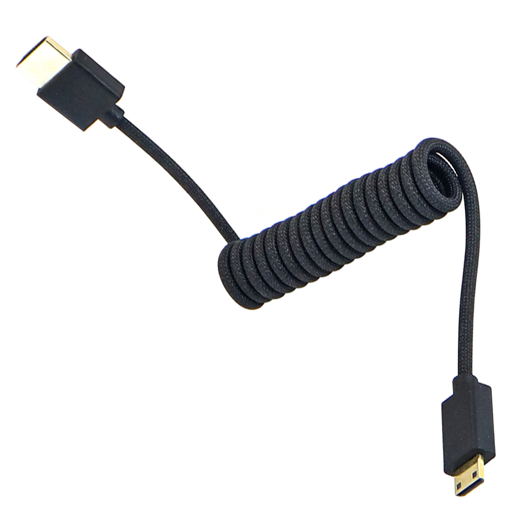 Cable de datos de resorte Compatible con Mini HDMI 8K HD/Micro HDMI para cámara DSLR, estabilizador, Monitor, accesorios de estudio fotográfico