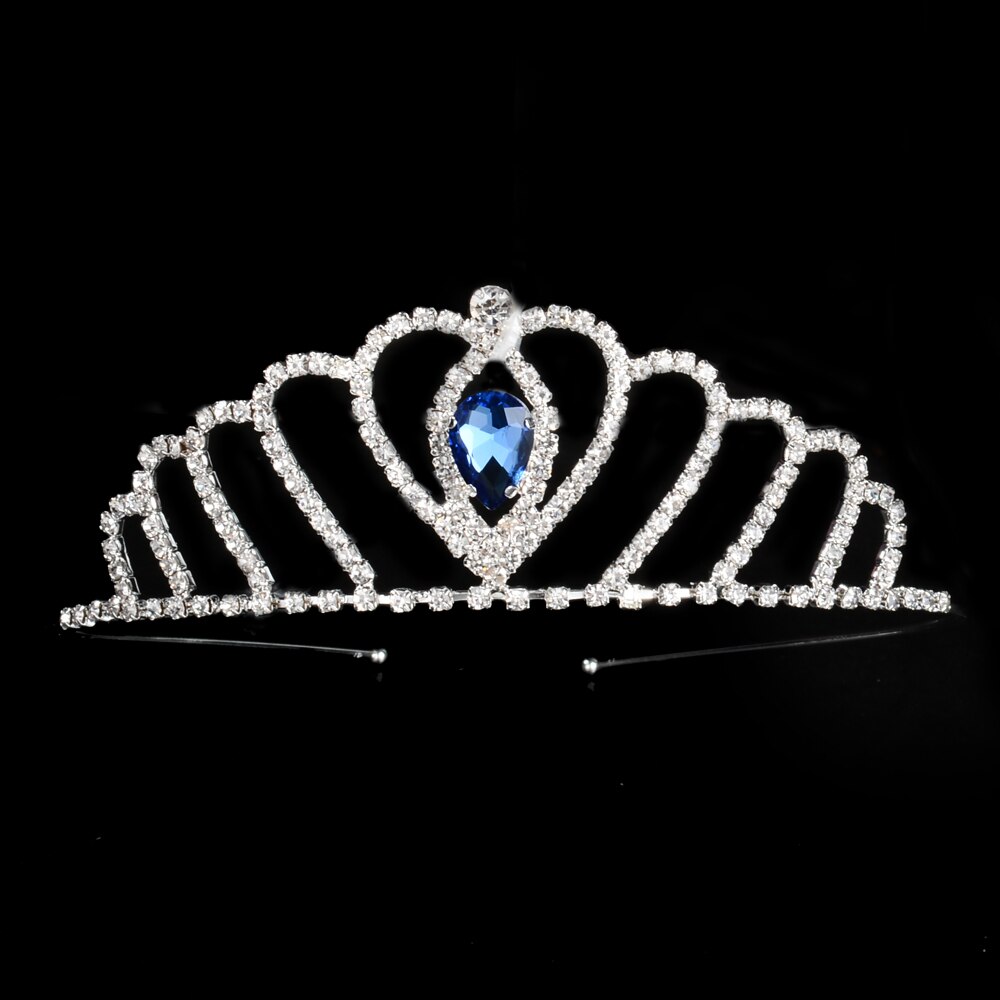 Tiara księżniczki czerwona niebieska korona panny młodej kwiaty na ślub ślubne na włosy akcesoria dla dzieci biżuteria do włosów Prom Party: 6 blue