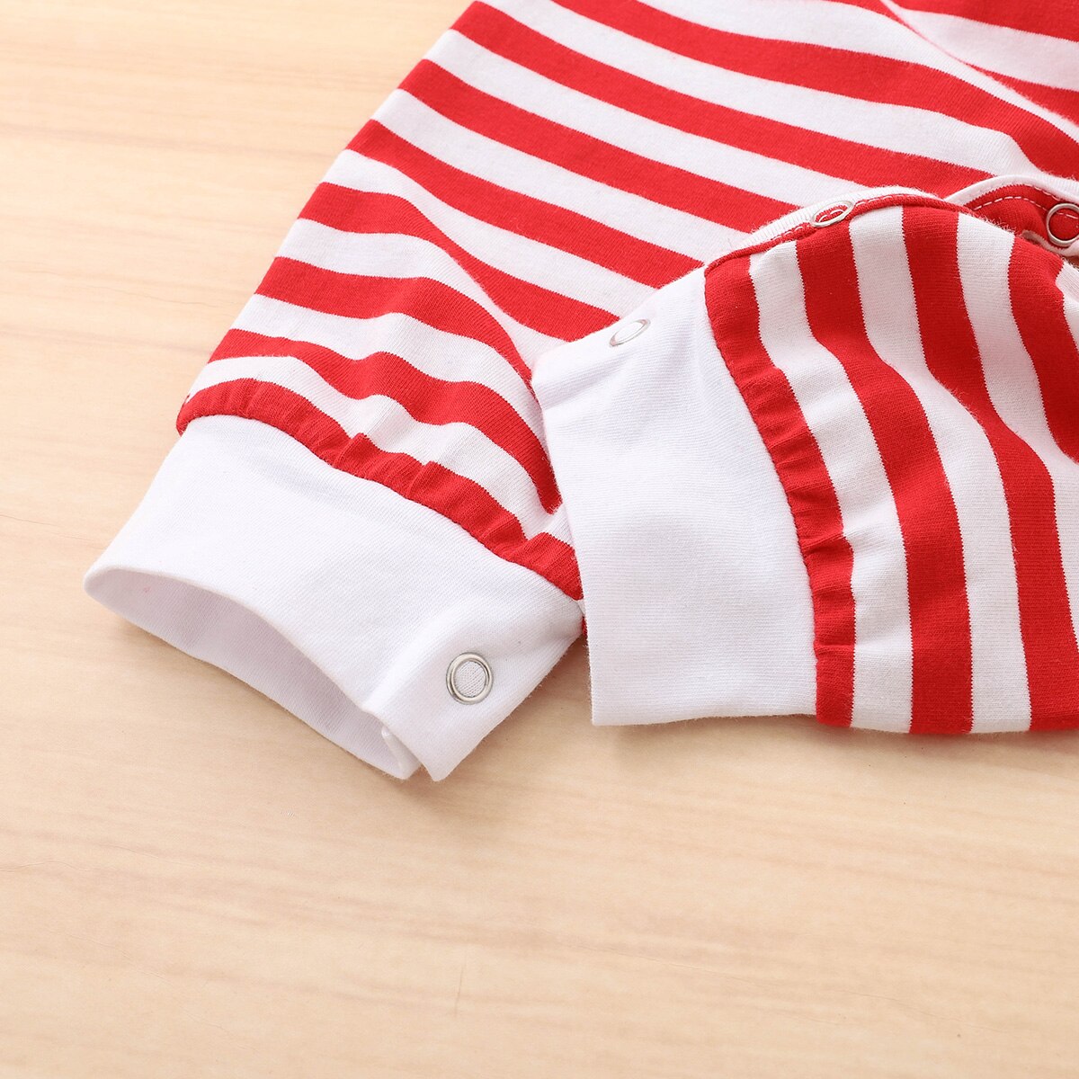 2 stk baby christmas romper outfits, tegneserie hjorte mønster striber o-hals langærmet jumpsuit + hat dragt til småbørn, piger