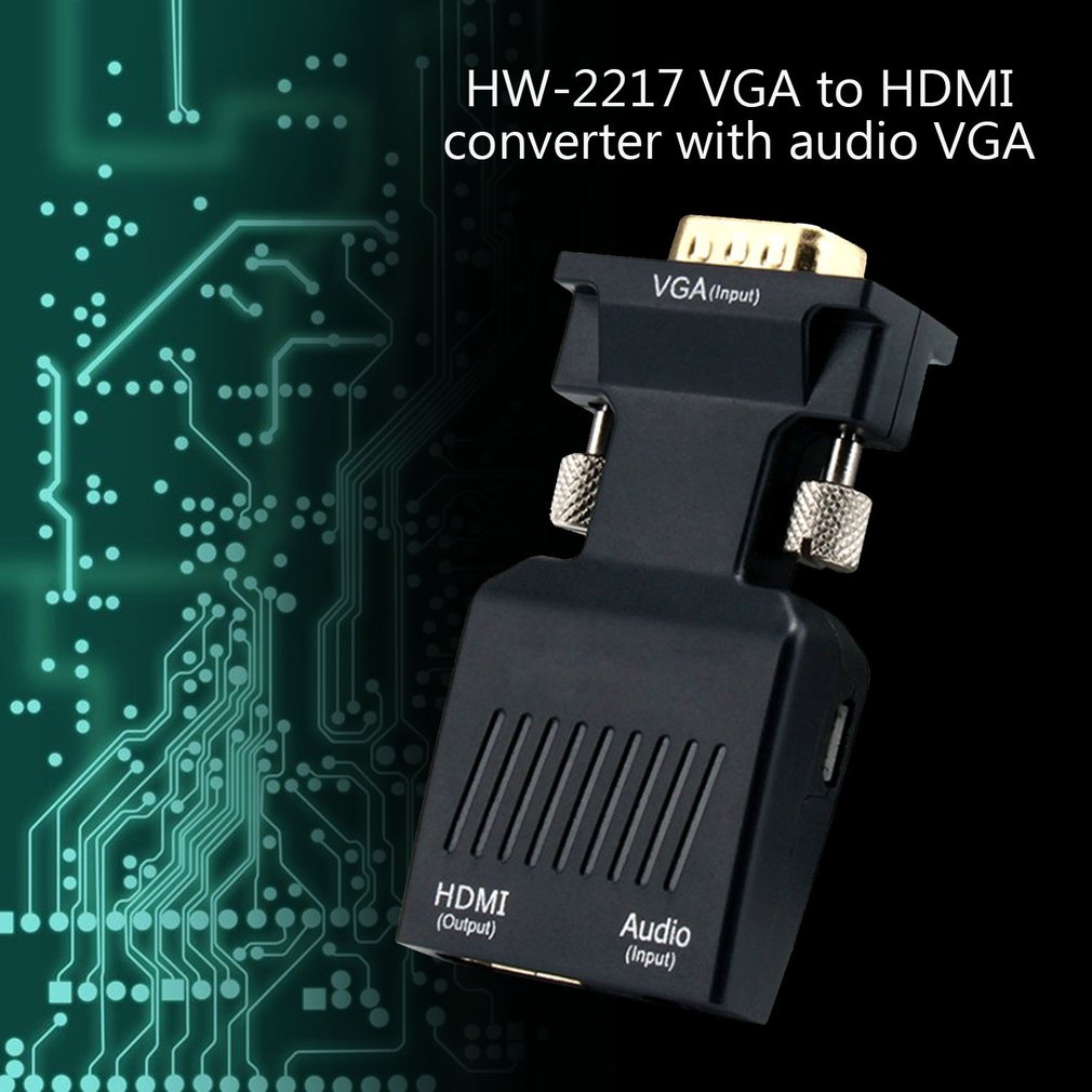 VGA Male to HDMI Female Converter with Audio Adapter Cables 1080P for HDTV Monitor Projector PC PS3
