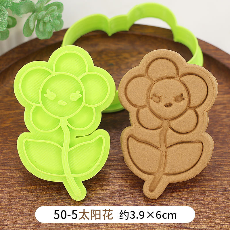 Molde para galletas con flor de Rosa para el día de la madre, molde para galletas con dibujos animados de flor de cerezo, para hornear, DIY, 3D, para prensar galletas a mano: 05