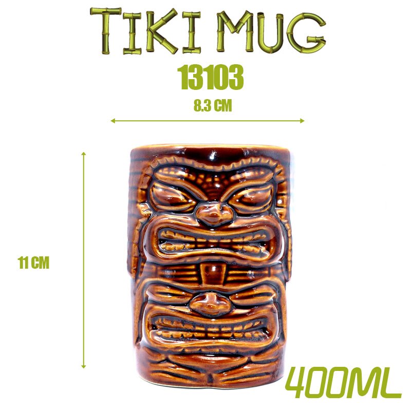 7 farver 400ml tiki kop gud billede vinglas keramik hawaiisk cocktail tiki krus bar drikkeredskaber med håndtag