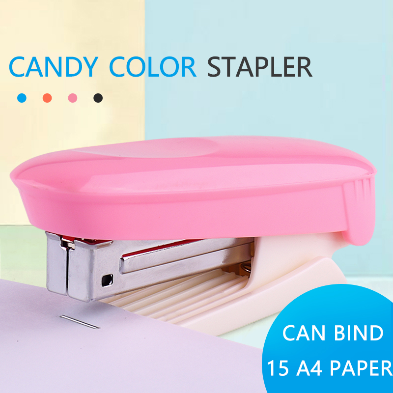 1pc Color Durable Stapler Useful Stapler Book Paper Binding Stapling Machine student Stationery Office Binding Supplies