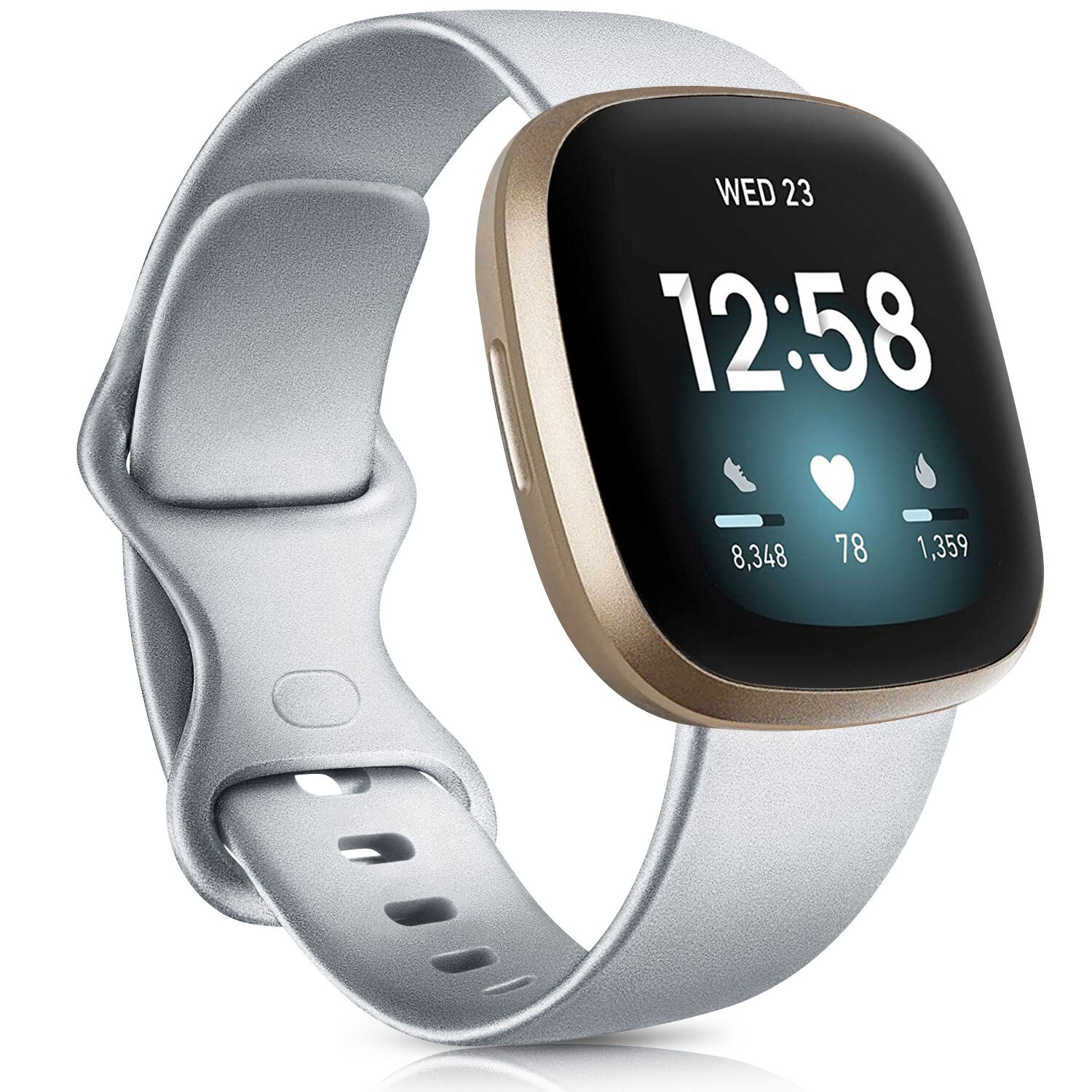 Siliconen Horloge Band Voor Fitbit Versa 3 Band Smartwatch Sport Armband Voor Fitbit Versa Gevoel Waterdicht Wrist Band Accessoires: sliver / L(165-215mm)