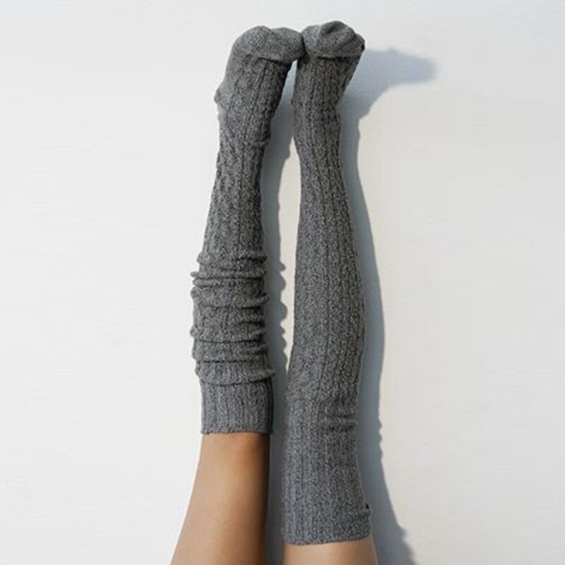 Calcetines de punto por encima de la rodilla para mujer, medias largas hasta el muslo, cálidas, a la , Otoño e Invierno
