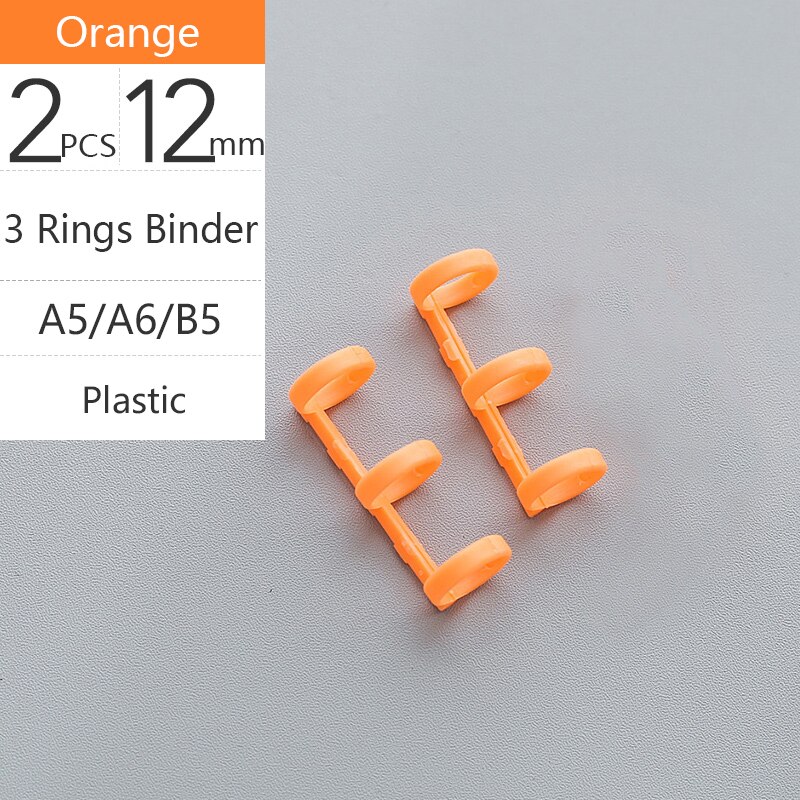 Colorful Plastic Loose-leaf Hinged Rings Binder Metal Notebook Ring DIY Books Binding Clamp Binder Desk Calendar Circle: Plastic Orange x2