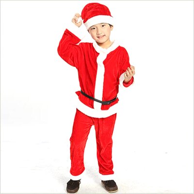 Bazzery Christmas Costumes for Children School Students Stage Performance Santa Claus Clothes Velvet Party Cap Coat Pants Props: Boy Model / XXXL