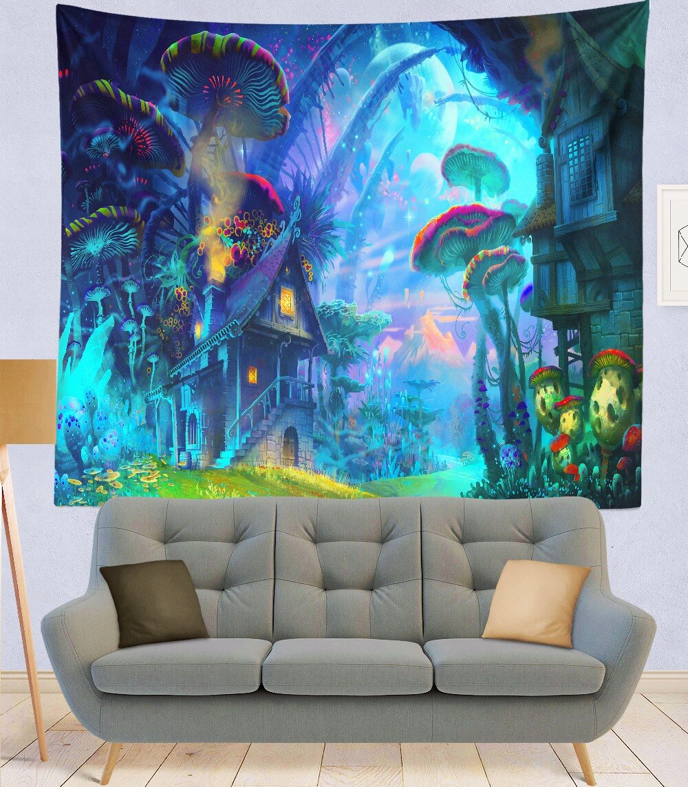India Mandala Tapestry purple mushroom Wall Hanging Boho Decor Wall Cloth Tapestries Psychedelic Hippie Mandala Wall Carpet: 10