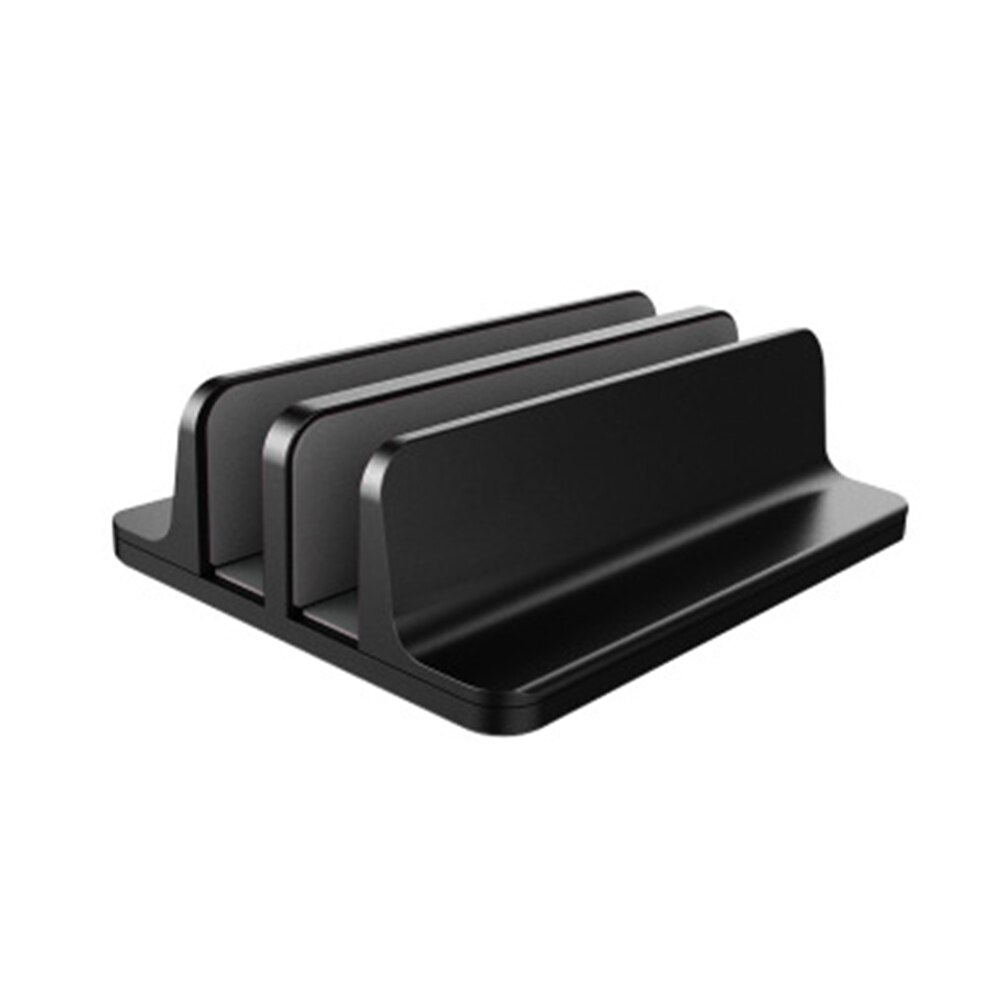 Double Slots Vertical Laptop Stand Book Notebook Bracket Aluminum Alloy Tablet for Office Caring Computer Supplies: Black