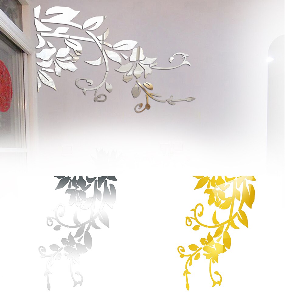 3D Diy Acryl Spiegel Stickers Home Decoratie Bloem Patroon Acryl Spiegel Muursticker Voor Woonkamer Decor Muursticker