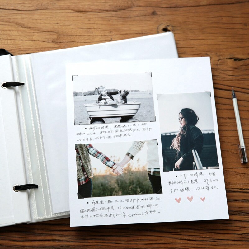 12Inch Photo Album Scarpbook Wedding Scrapbook Album Blank Cover Baby Cardboard Album Photo Travel Albums For Photos With PP Bag: Album-White Sheet