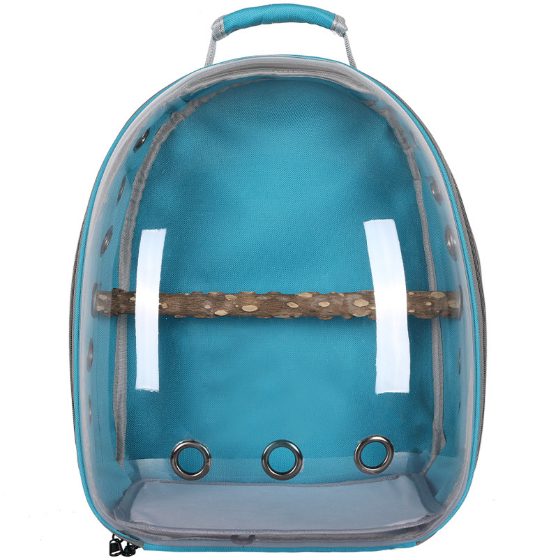 Zaino da viaggio per pappagalli per animali domestici gabbia per uccelli trasparente grande scatola di trasporto per cabina portatile zaino grigio: light blue