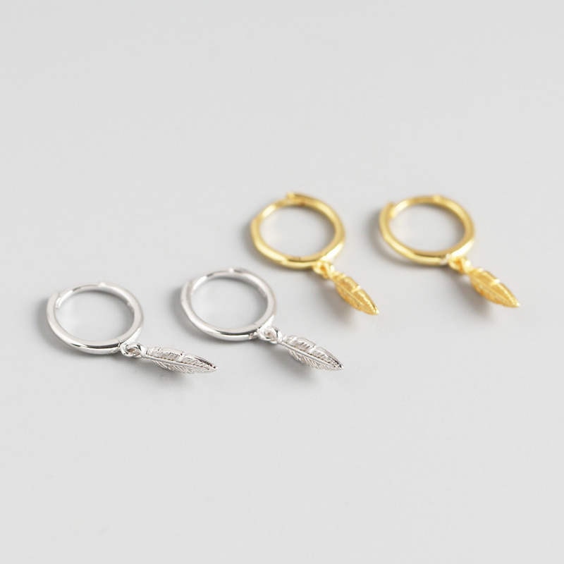 INZATT Real 925 Sterling Silve Minimalist Leaves Hoop Earrings For Women Party Plant Fine Jewelry Cute Accessories