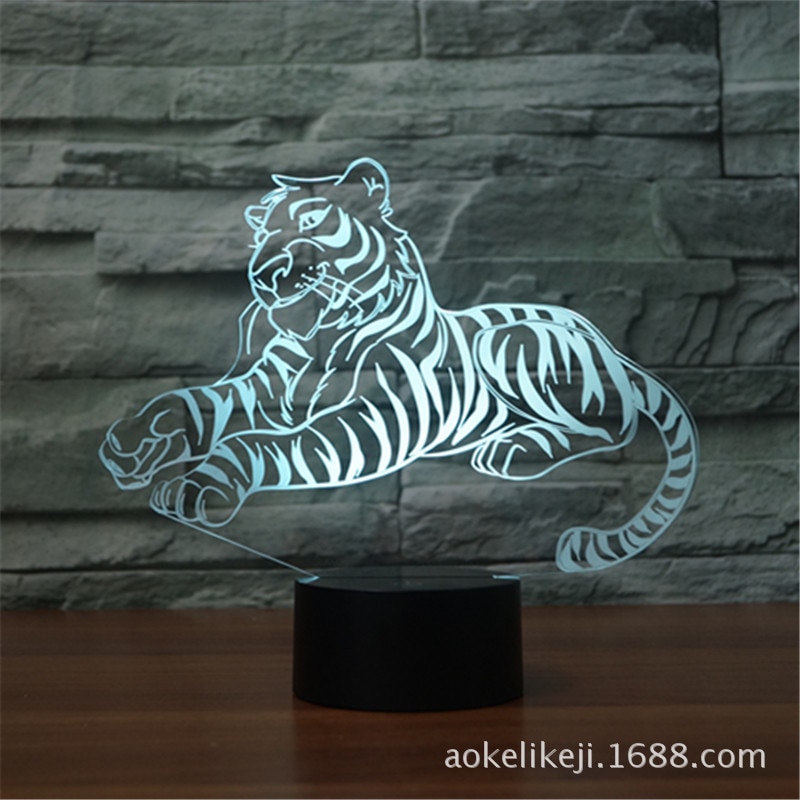 Tiger Model 3D Led Licht Hologram Illusies 7 Kleuren Veranderen Decor Lamp Beste Nachtlampje Cadeau Voor Thuis Deco