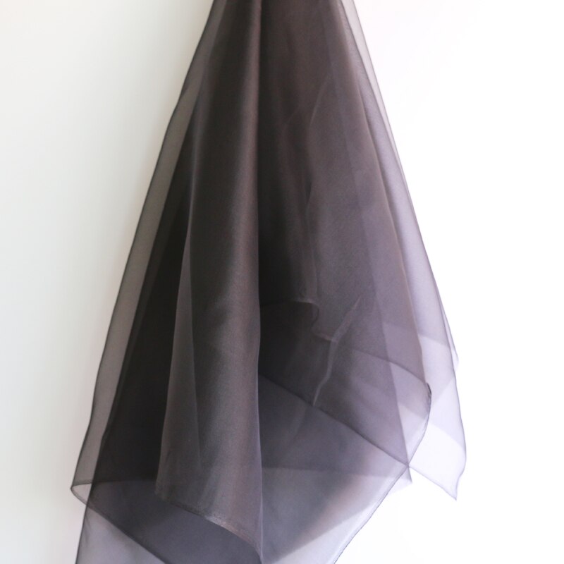 Tela de Organza de seda pura negra, velo transparente, decoración de ropa de boda, yashmak, 50x108cm