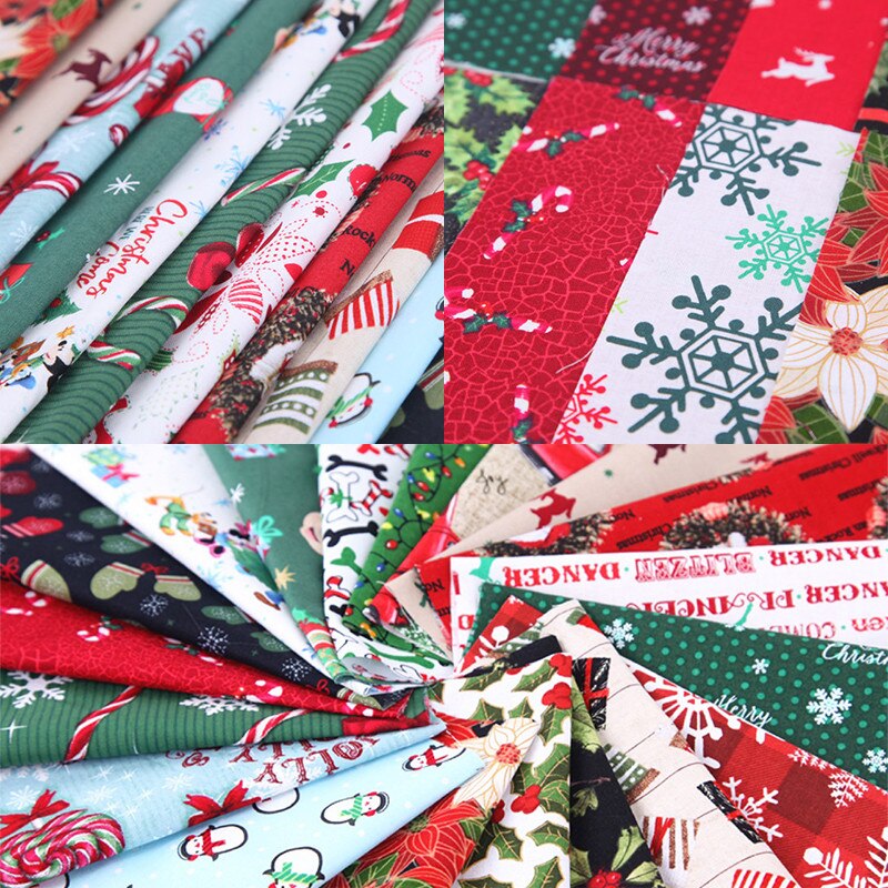 5/10Pcs Kerst Serie Stof Katoenen Doek Gedrukt Naaien Quilten Stoffen Patchwork Handwerken Diy Handgemaakte Materiaal 20x25cm