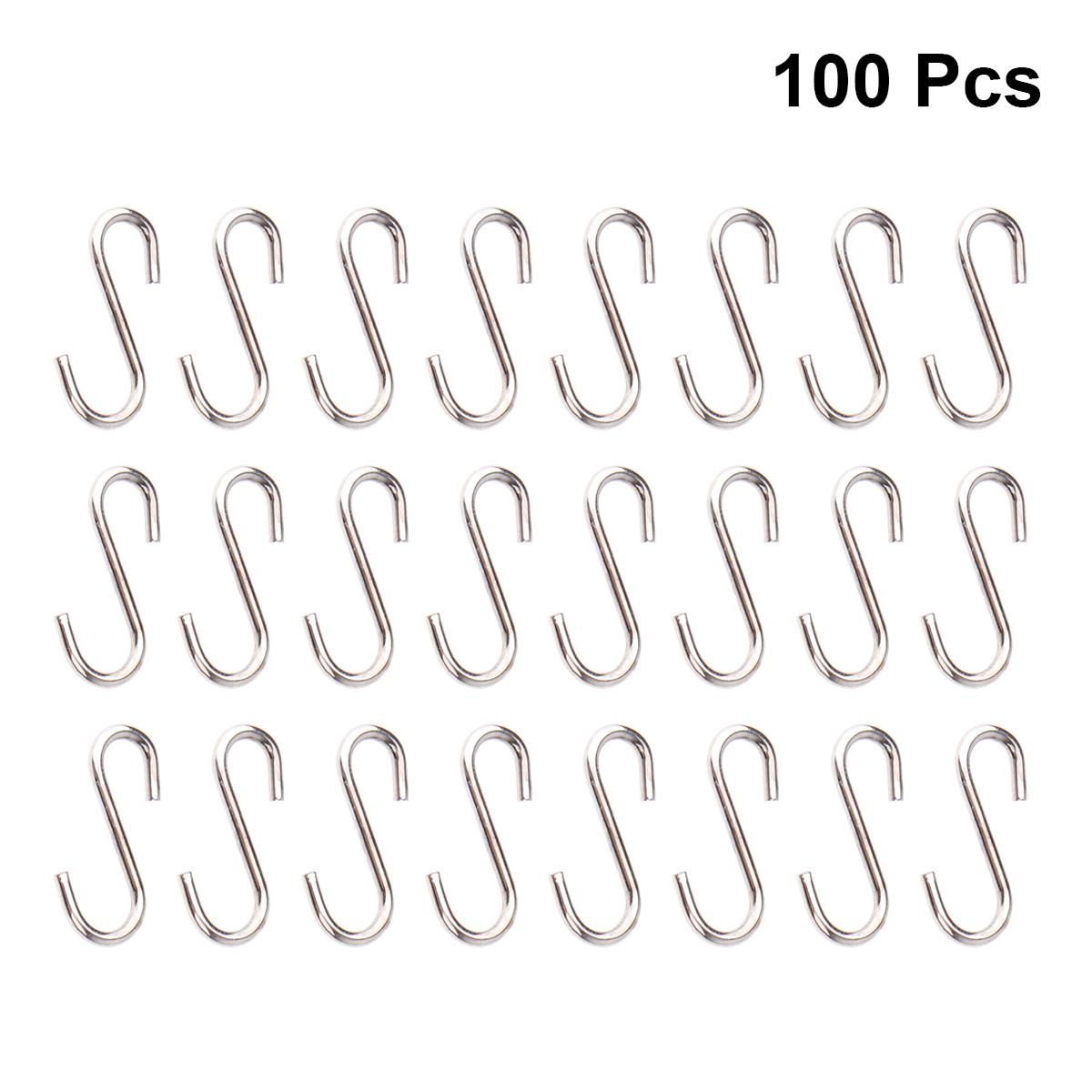 100PCS DIY Mini S-Shaped Hooks Sturdy S-Shaped Hooks Stainless Steel S-Shaped Hangers Metal Hook Up Home Storage Rack: Default Title