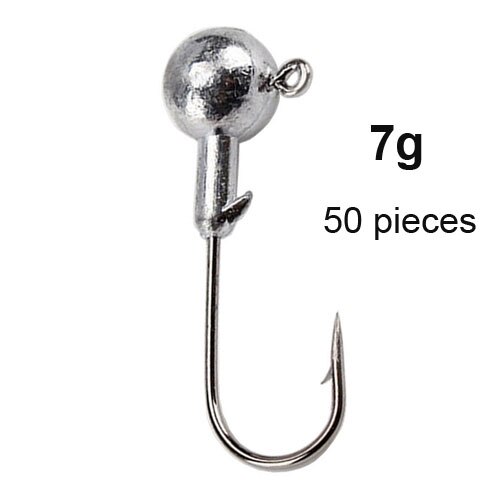 20-50pcs Jig Head Fishing Hooks Set 1.5g-20g Lead Jighead Fishhooks Jigging Hook Unpainted Worm Circle Hook for Carp Fishing: 7g-50pcs