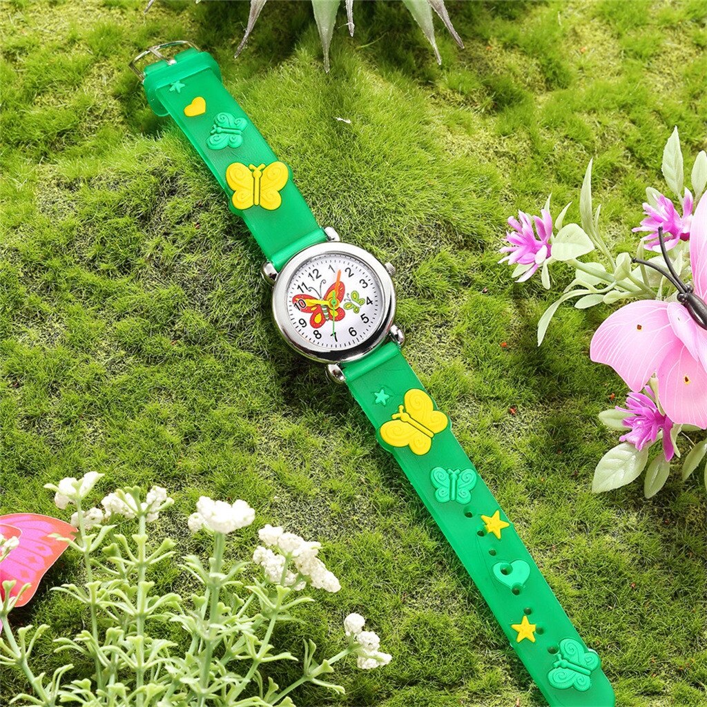 Cartoon Children Watch Cute butterfly Watches Girl Student waterproof leather Quartz Clock kids Quartz Analog Wrist Watch