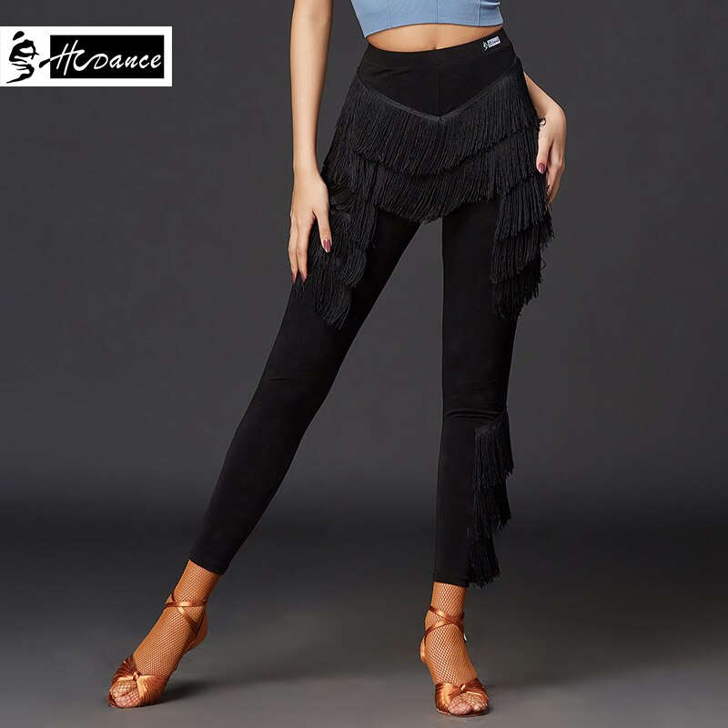 Latin Dance Broek Praktijk Kleding Dans Kleding Prestaties Kleding Kwastje Broek Professionele Bodems Leggings