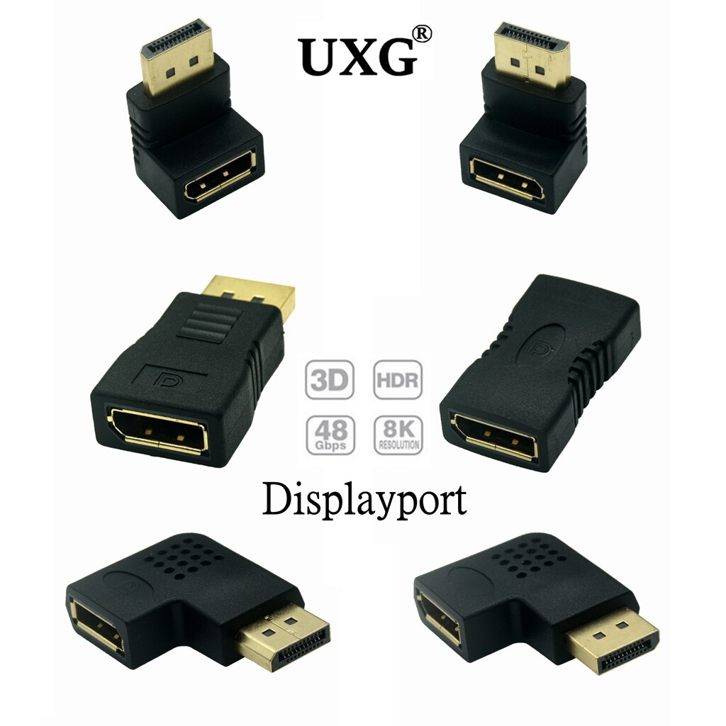 Omhoog Omlaag Displayport Adapter Links Haaks Dp Adapter 4K/60Hz 2K/144Hz Passeren 90 Graden Hoek Displayport 1.2 Converter